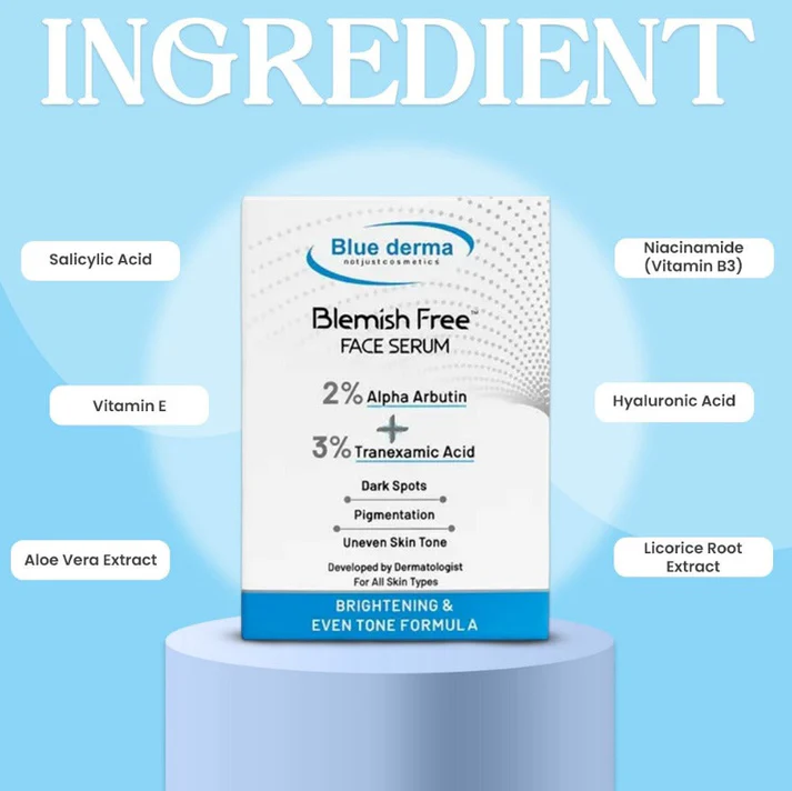 Blue Derma Blemish Free Face Serum | Dark Spots, Pigmentation & Even Skin Tone 30 ml
