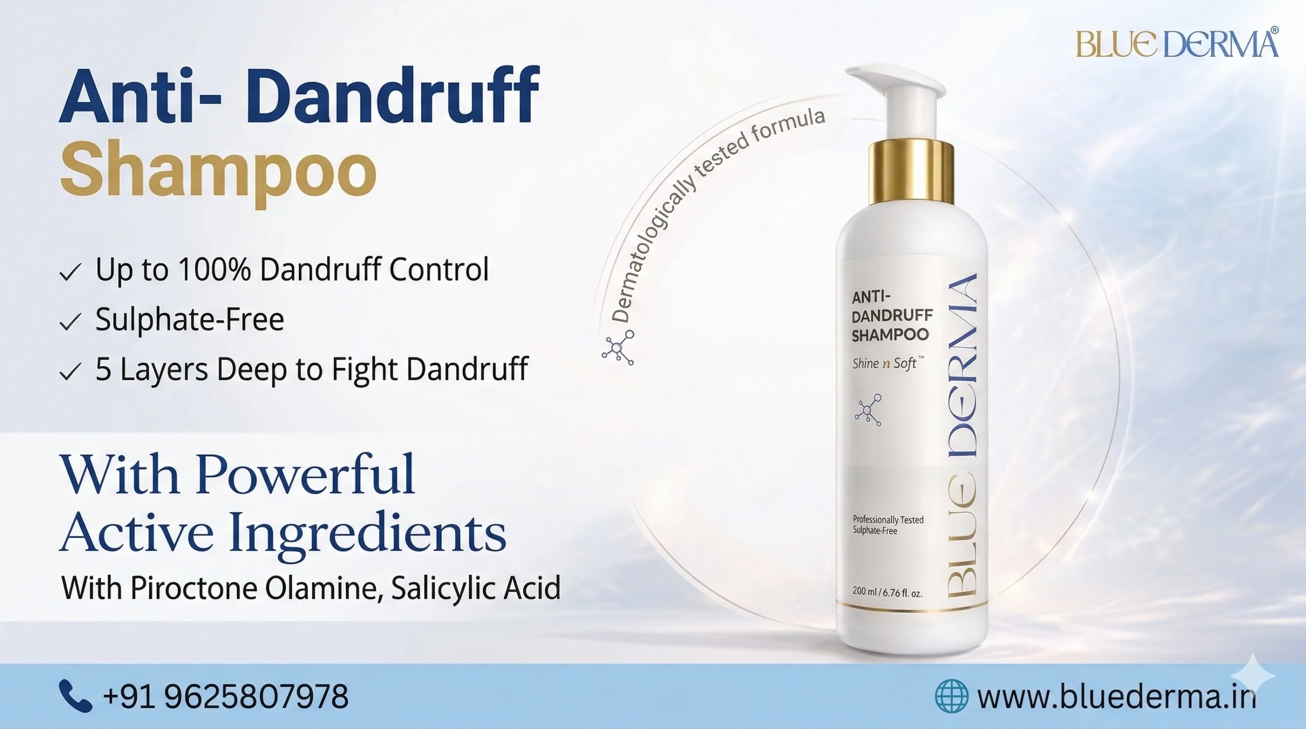 Blue Derma anti dandruff shampoo for itchy scalp and flakes