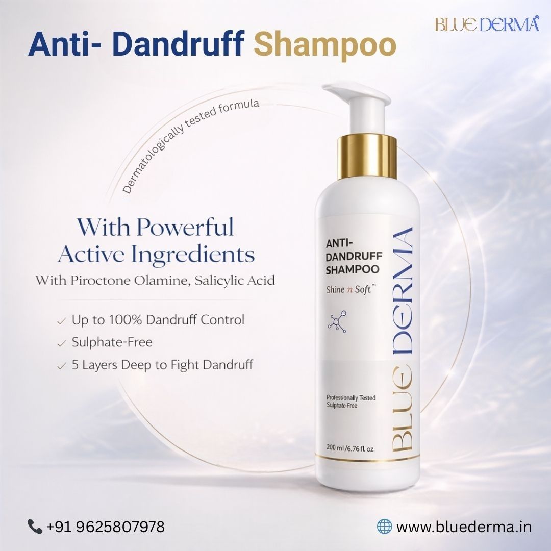 Blue Derma anti dandruff shampoo for itchy scalp and flakes